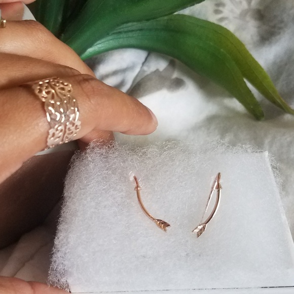 ROSE GOLD ARROW EARRINGS - Picture 2 of 3